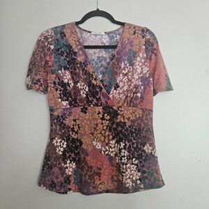Beacon Small Floral V-neck Blouse Office Basic Shirt